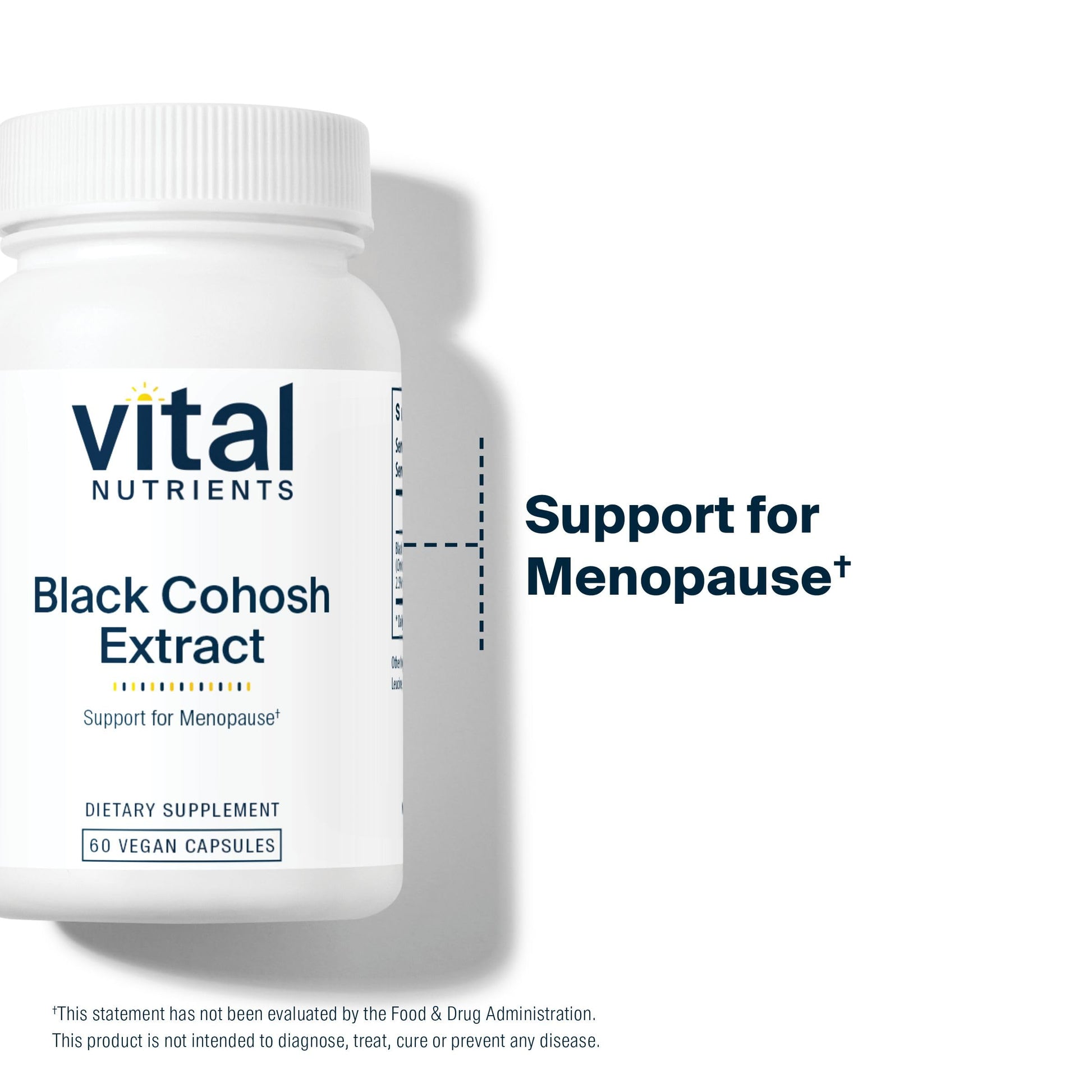 Vital Nutrients Black Cohosh 250mg dietary supplement bottle on a clean background