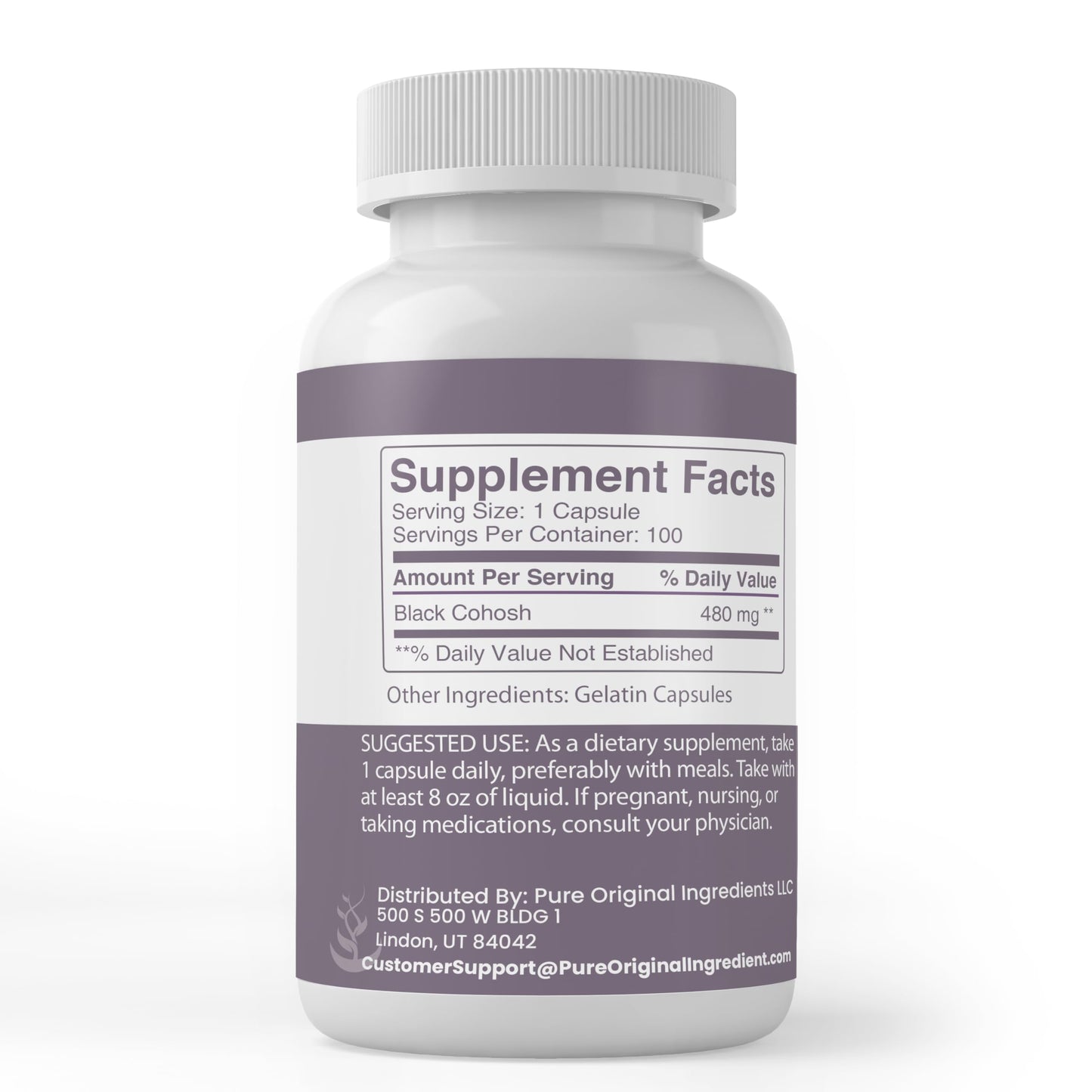 Pure Original Ingredients Black Cohosh Root supplement label details