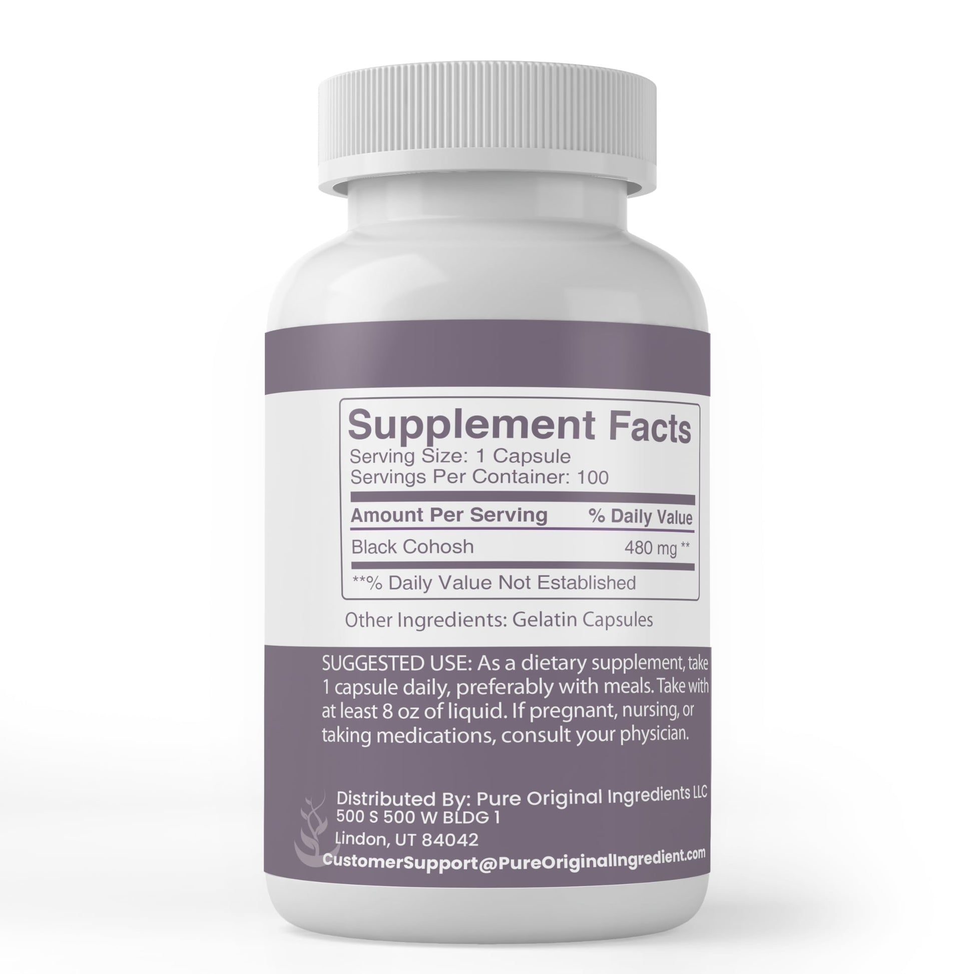 Pure Original Ingredients Black Cohosh Root supplement label details