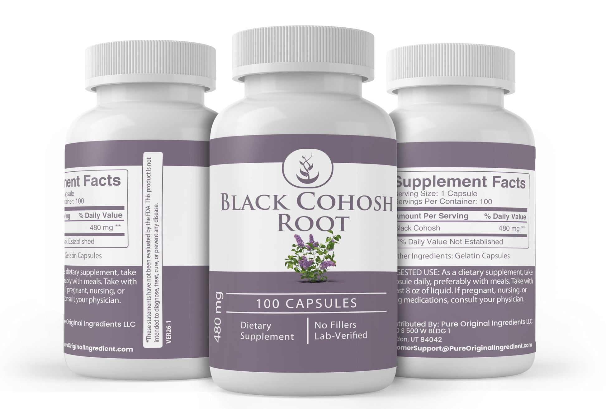 Authentic USA imported Black Cohosh Root 100 capsule bottle