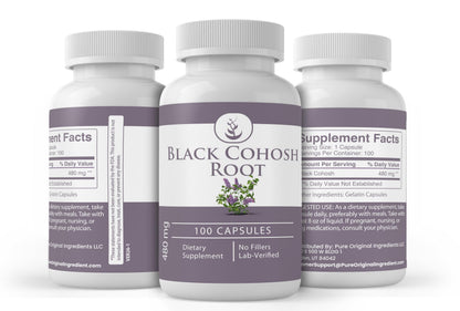 Authentic USA imported Black Cohosh Root 100 capsule bottle