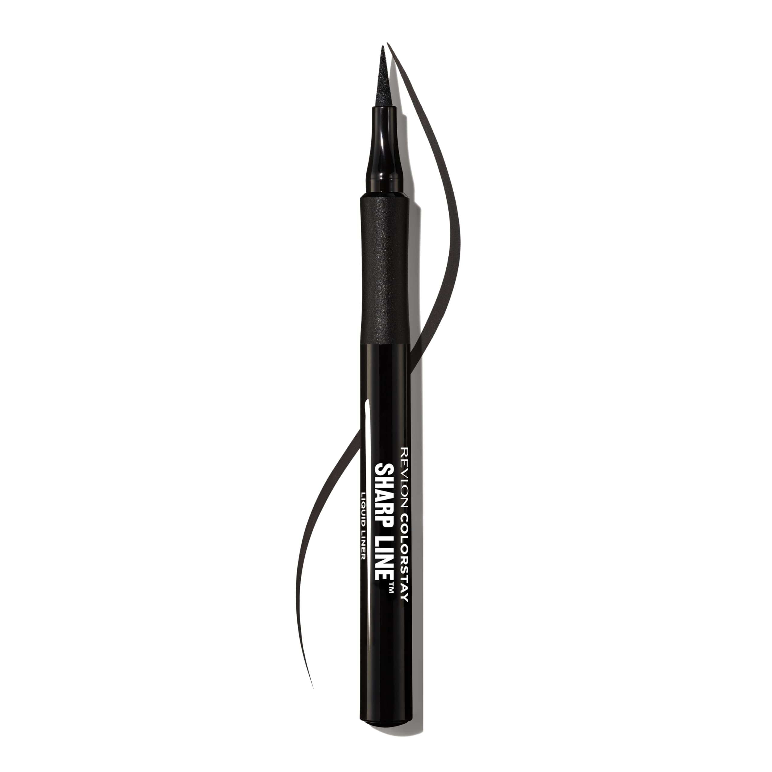 Swatch of Revlon Blackest Black liquid eyeliner on skin