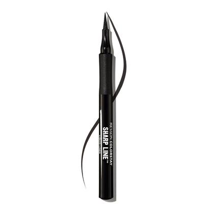 Swatch of Revlon Blackest Black liquid eyeliner on skin