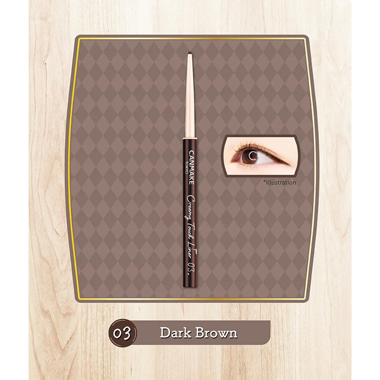 Swatch of Canmake Creamy Touch Liner 03 Dark Brown shade
