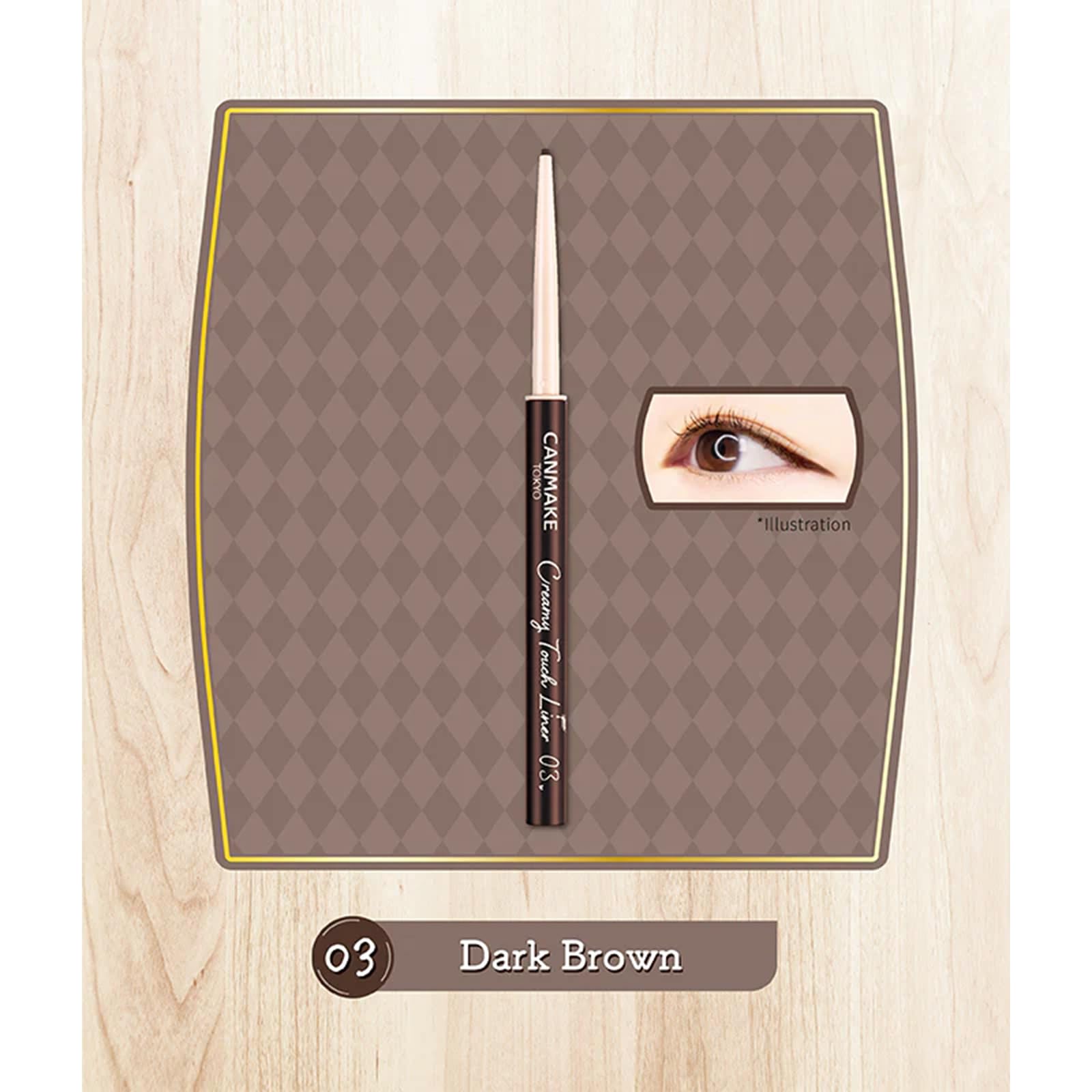 Swatch of Canmake Creamy Touch Liner 03 Dark Brown shade