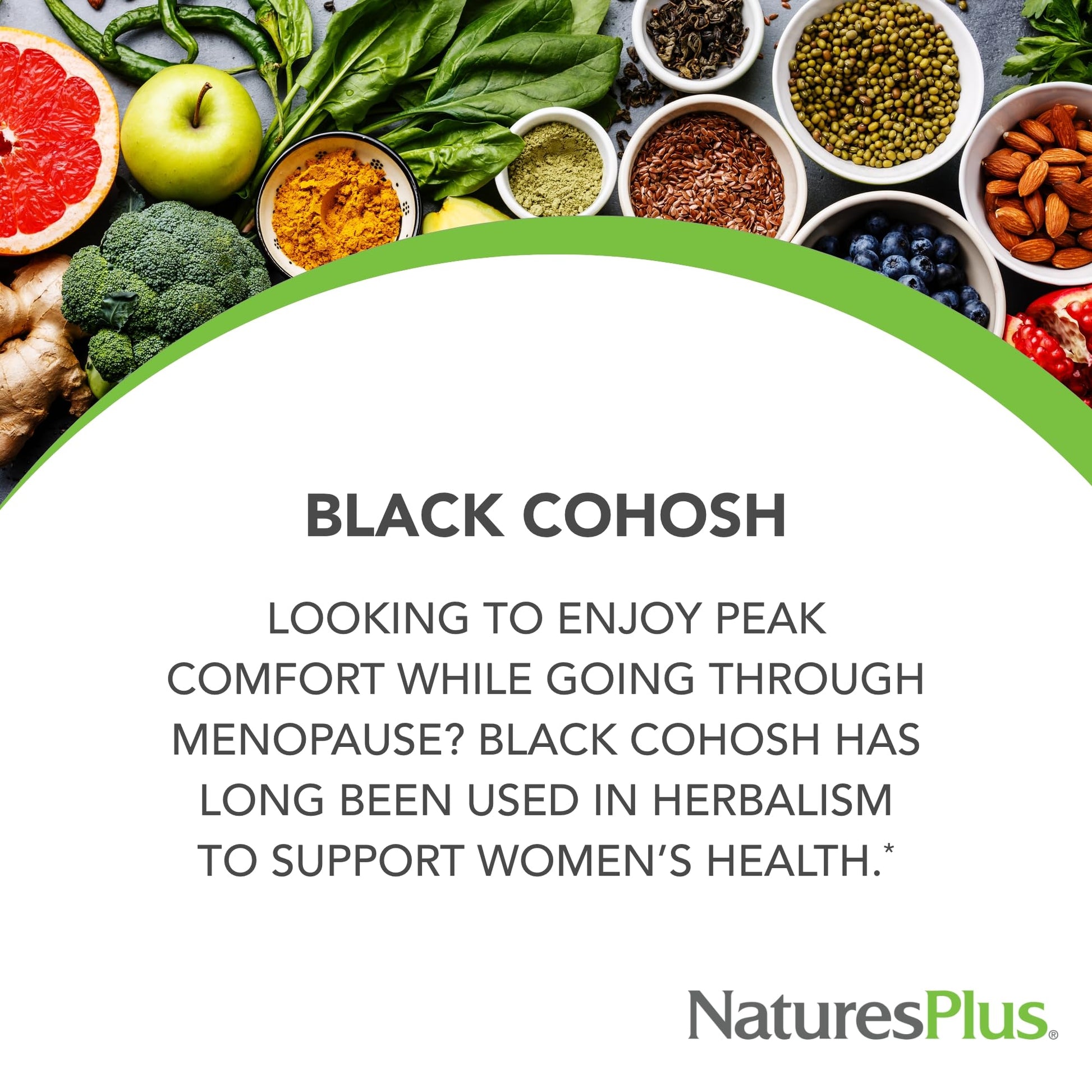 Natures Plus Black Cohosh supplement facts label