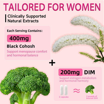 Black cohosh and DIM menopause capsules bottle