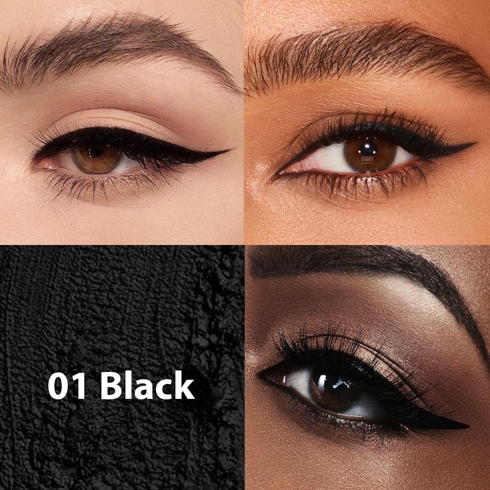 Waterproof eyeliner set showing matte and metallic shades
