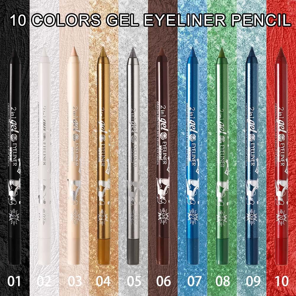 Professional makeup look using colored gel eyeliner pencils