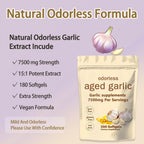 TANSPRESSO Primus odorless garlic supplement side label detailing organic heart and immune benefits