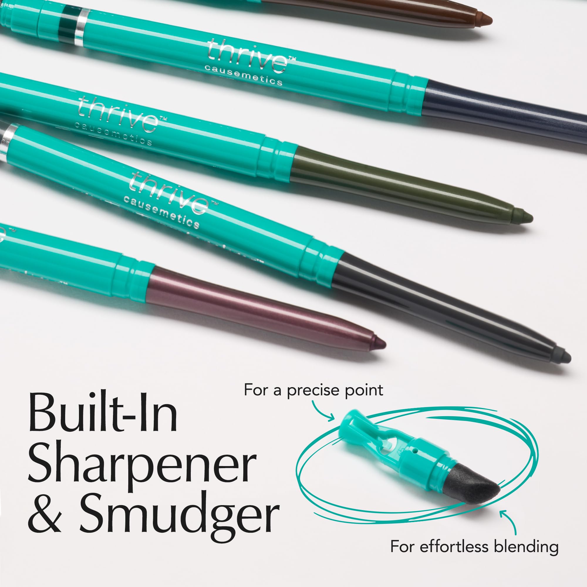 Close up of Thrive Causemetics waterproof eyeliner tip