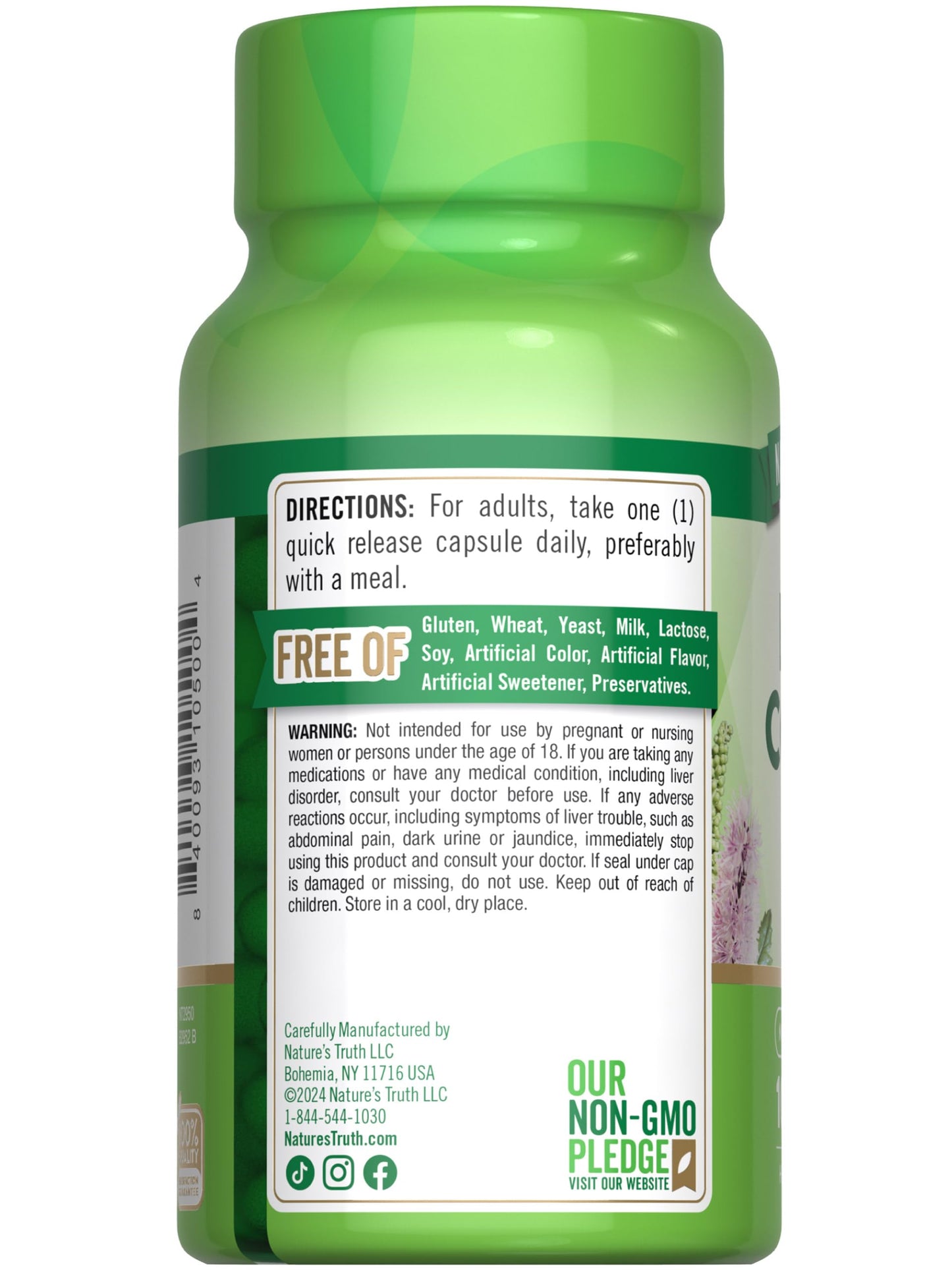 Top view of Nature's Truth Black Cohosh quick release capsule bottle
