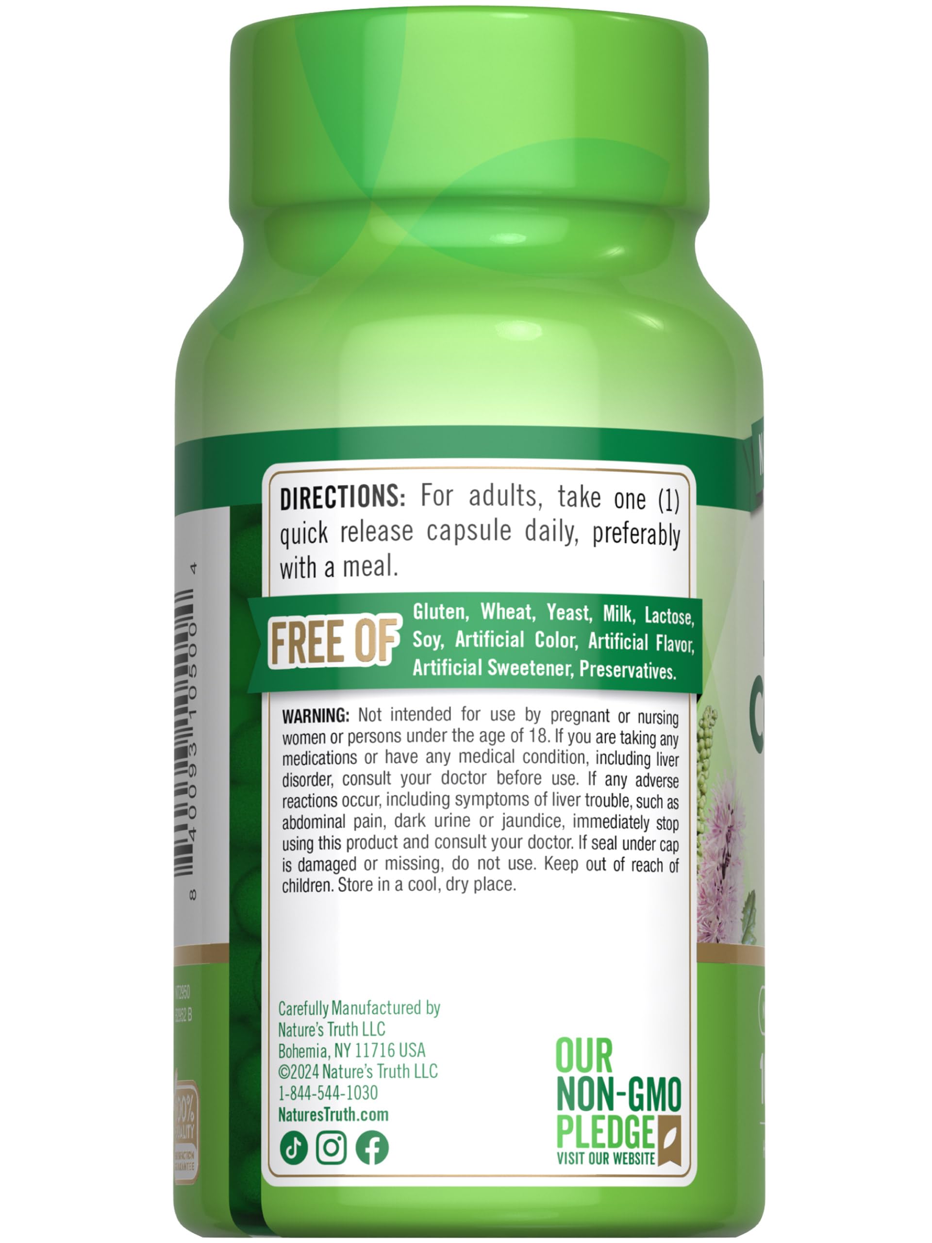 Top view of Nature's Truth Black Cohosh quick release capsule bottle