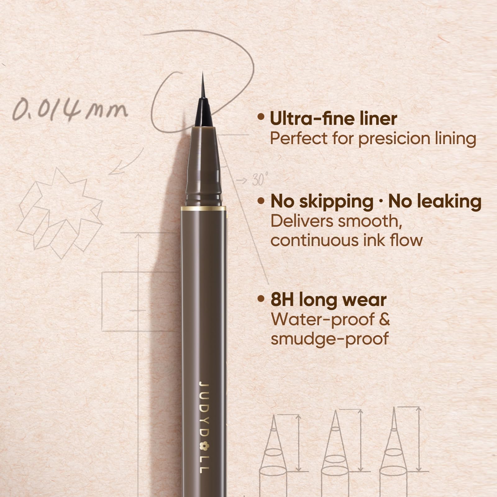 Model showing winged eyeliner look using Judydoll liner
