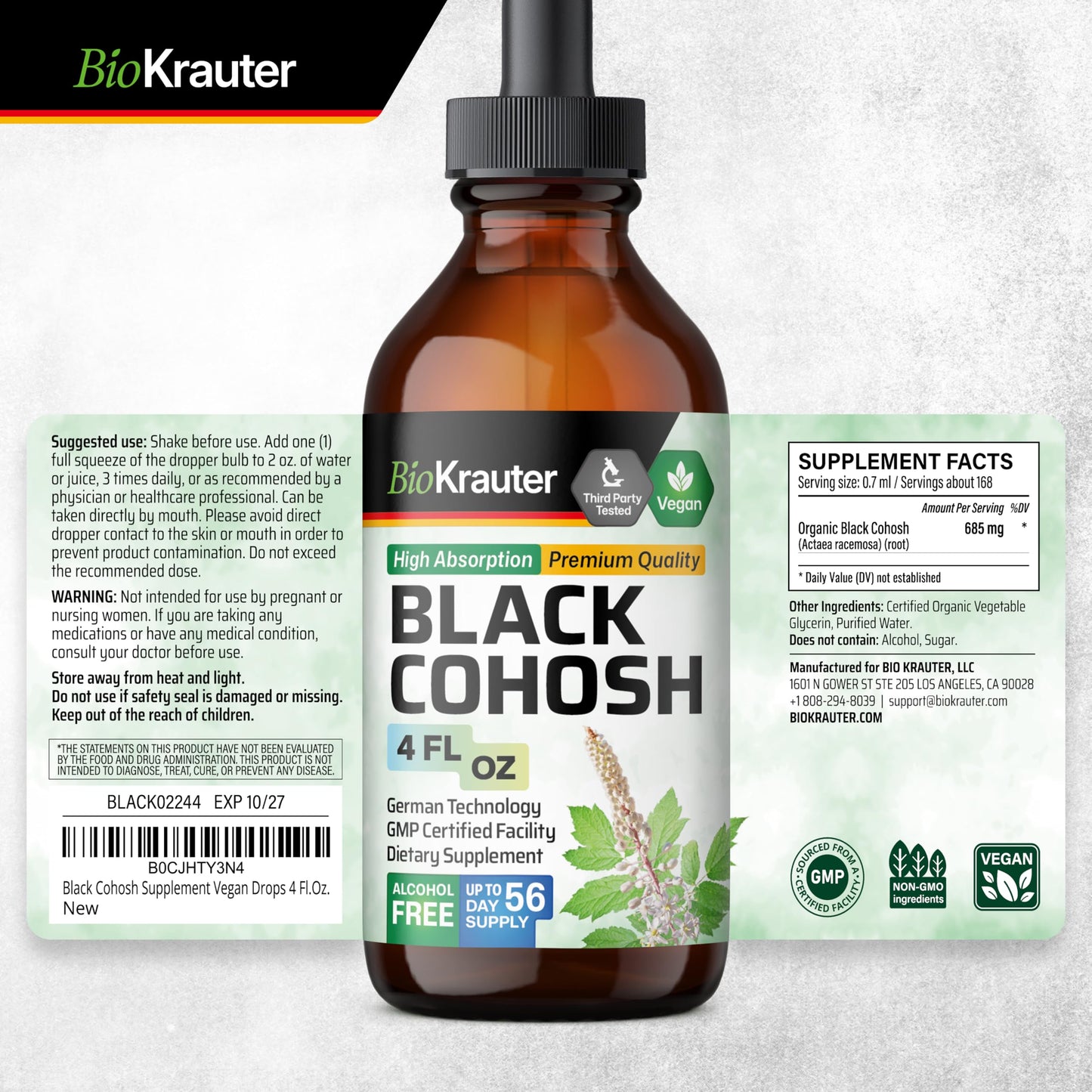Bio Krauter black cohosh 56-day supply wellness supplement