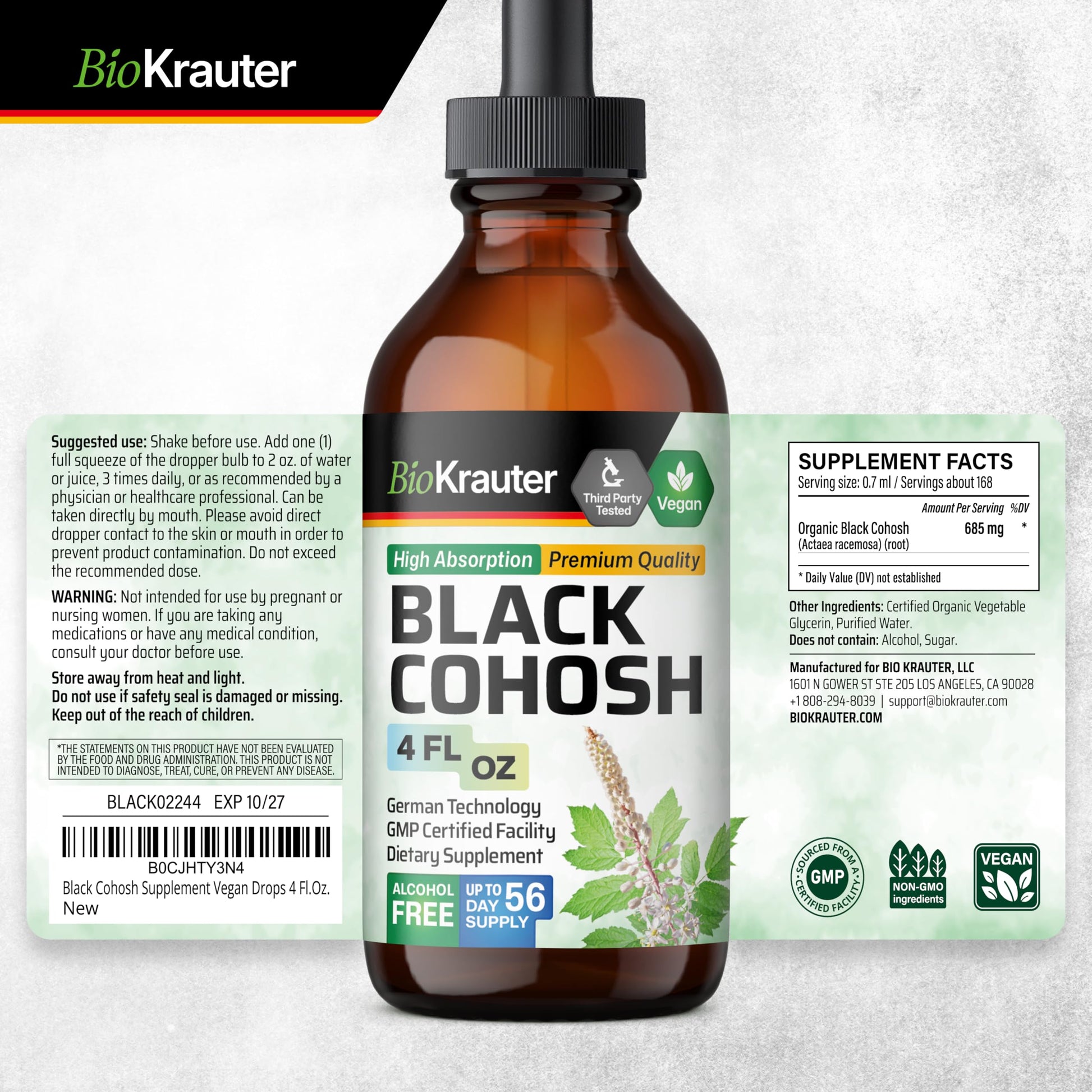Bio Krauter black cohosh 56-day supply wellness supplement