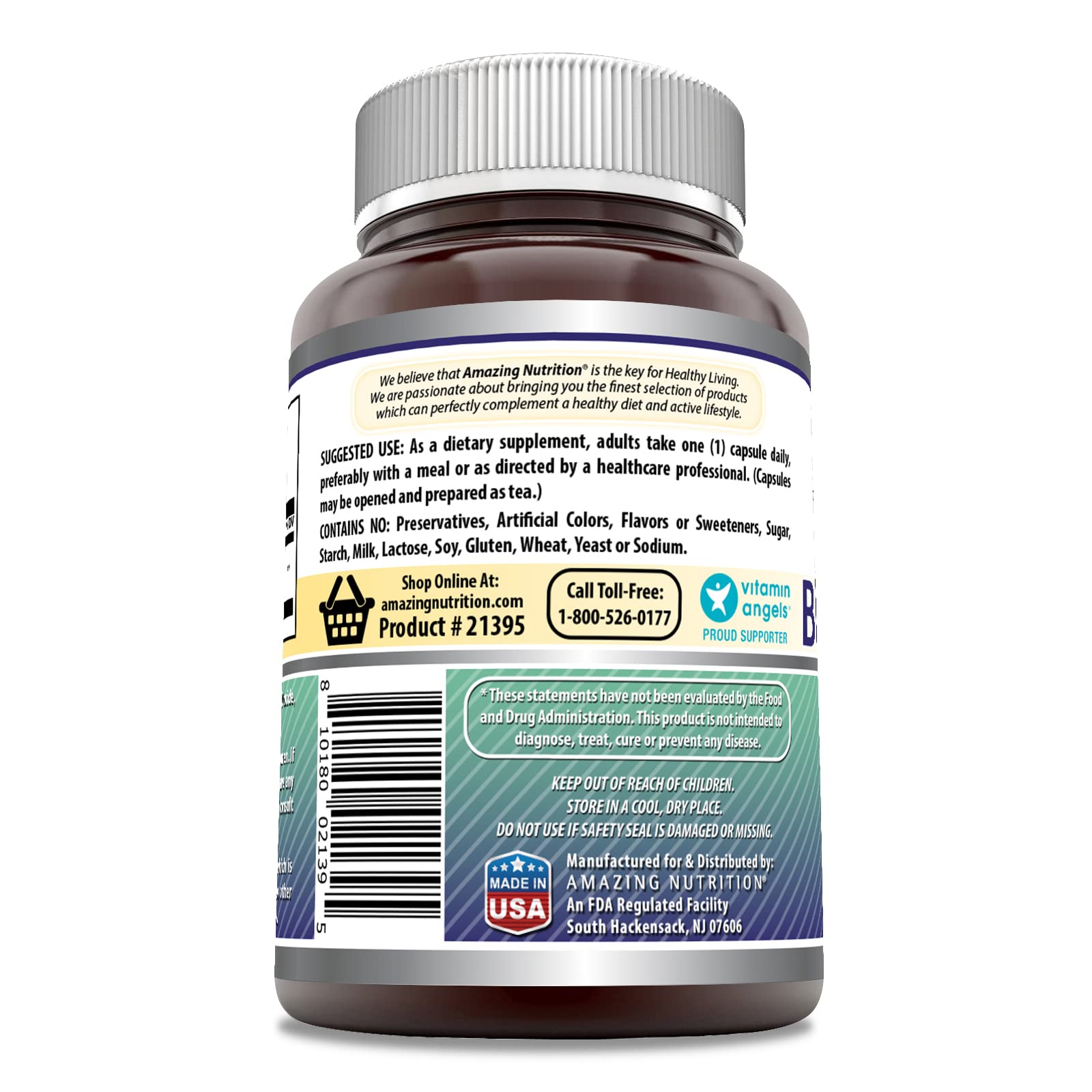 Amazing Nutrition Black Cohosh capsules nutritional label information