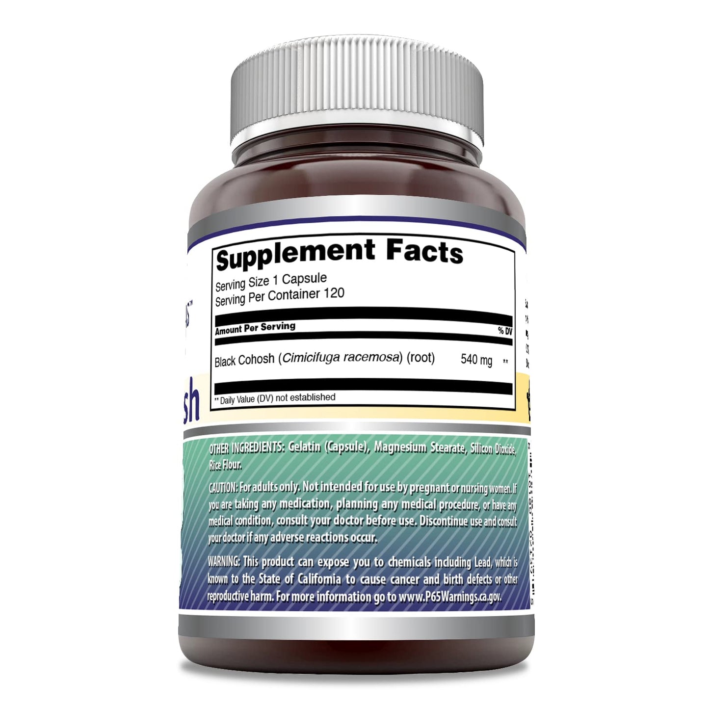 Amazing Nutrition Black Cohosh 120 count bottle side profile