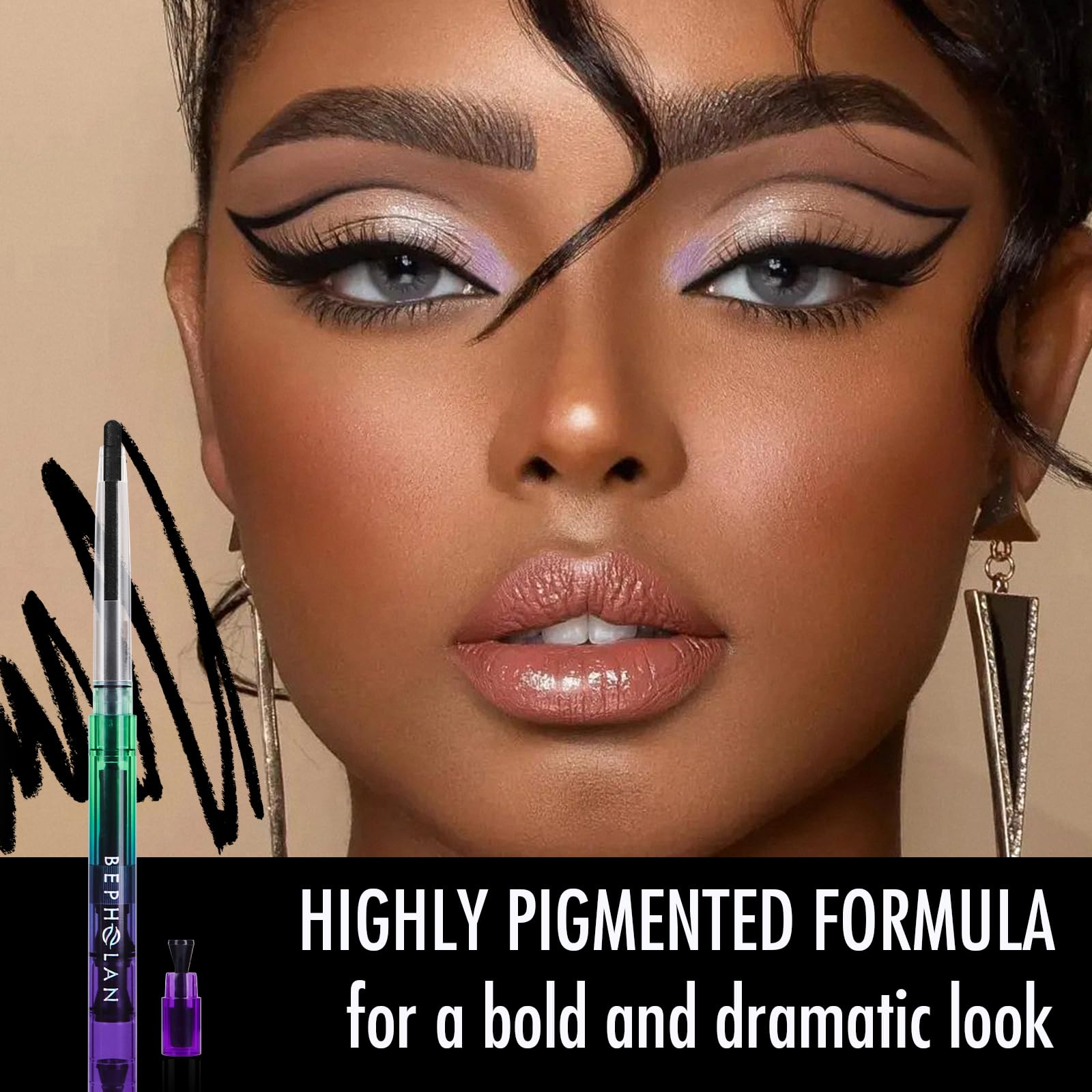 Bepholan gel eyeliner pencil with built-in sharpener cap
