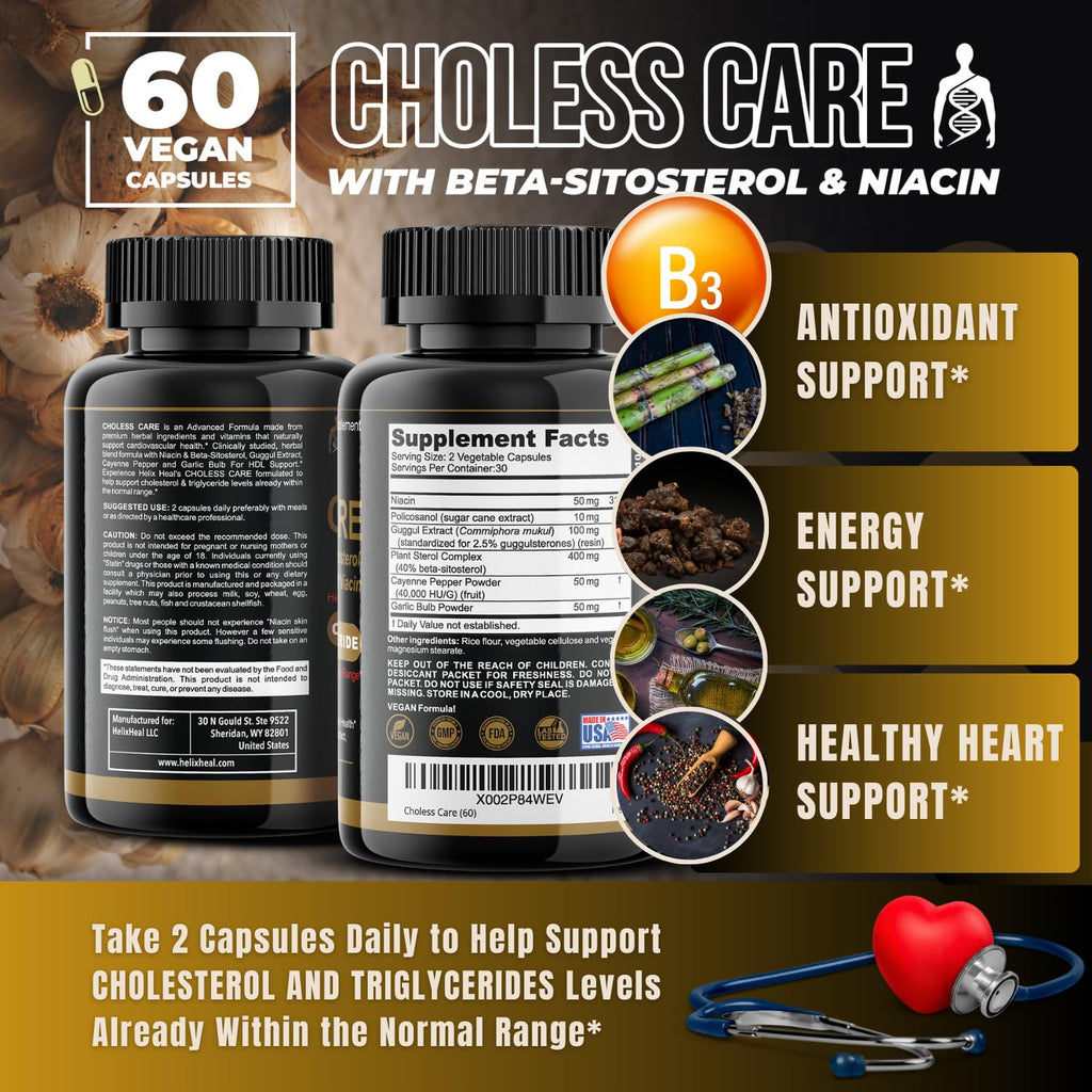 Natural plant sterols and guggul extract heart health formula
