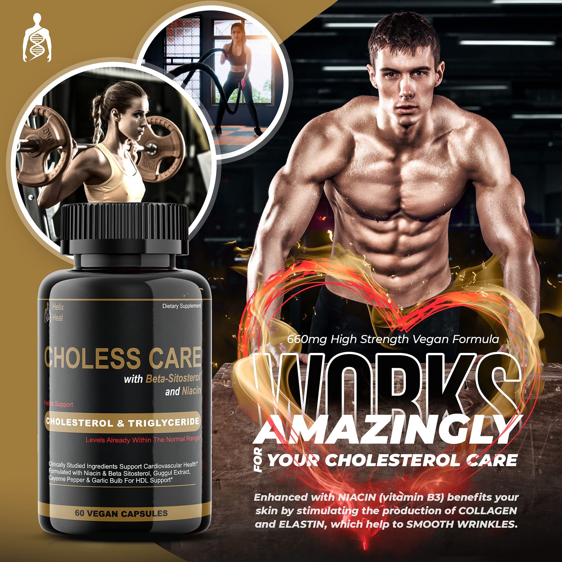 Gluten free cardiovascular support dietary supplement bottle base details
