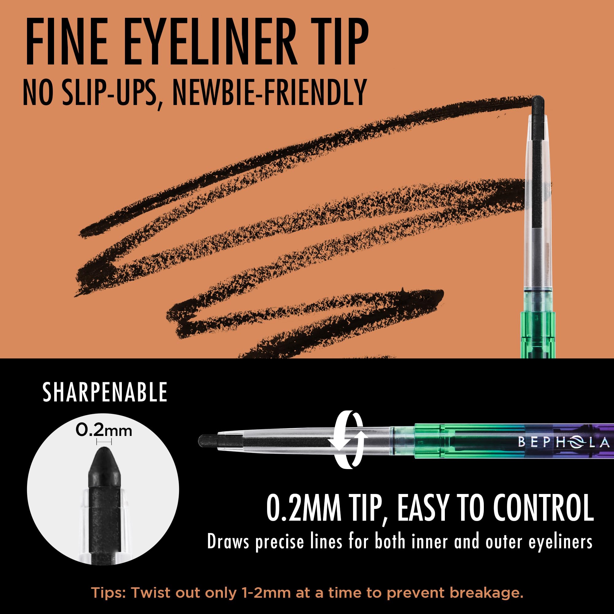 Bepholan long-lasting black eye liner for waterline