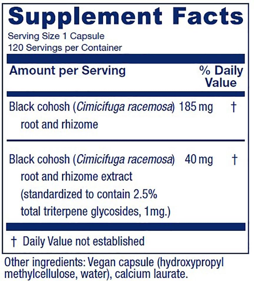 Vitanica Black Cohosh supplement bottle label ingredients