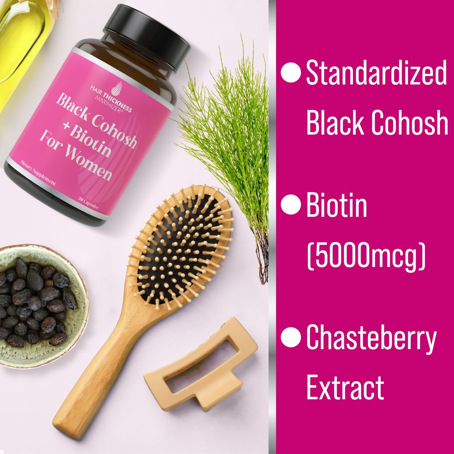 Black Cohosh and Biotin supplement label ingredients list