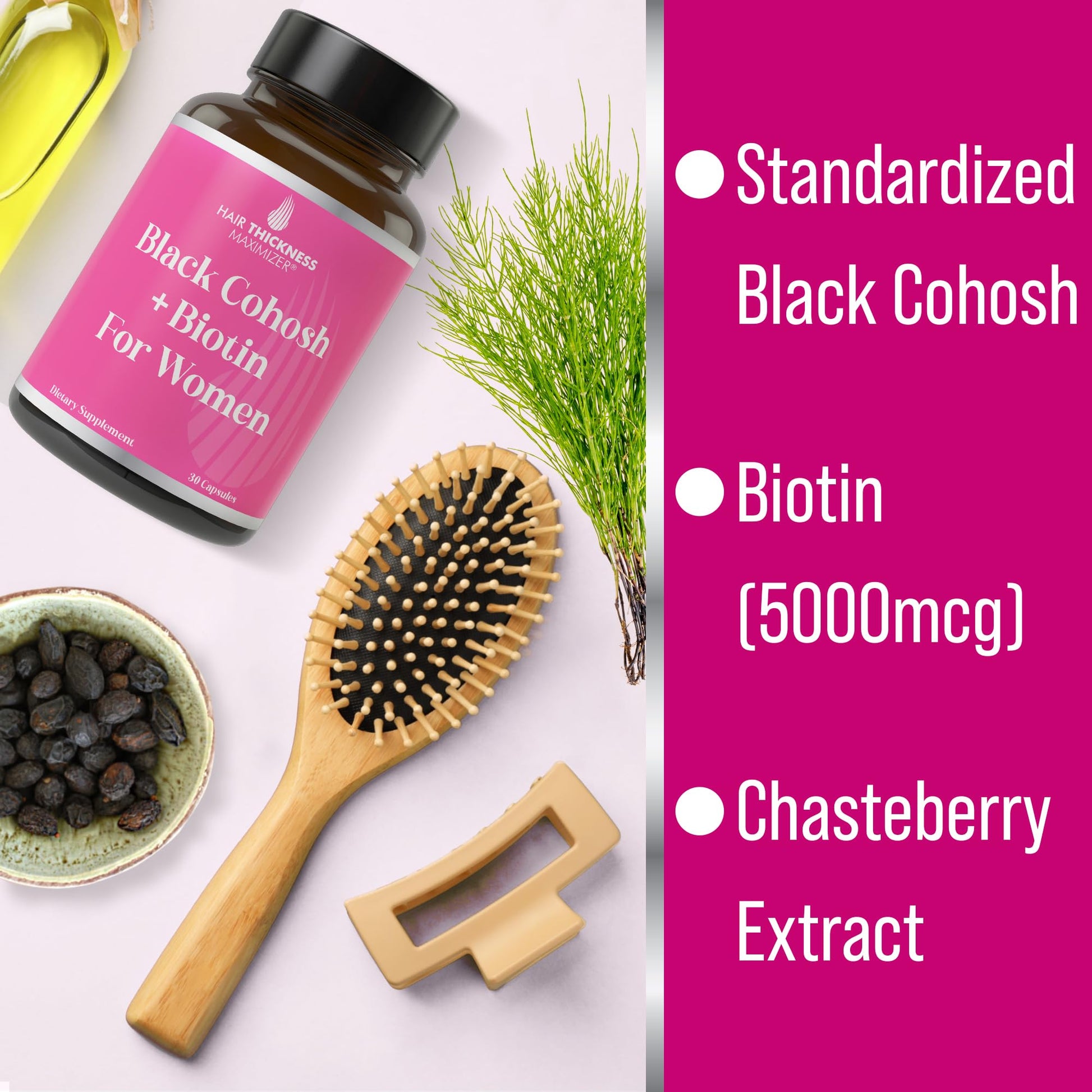 Black Cohosh and Biotin supplement label ingredients list