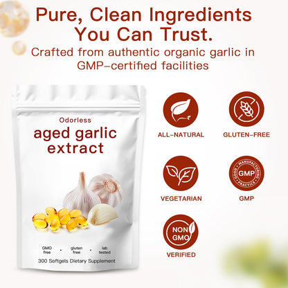 Authentic USA imported aged garlic supplement pouch for cardiovascular health
