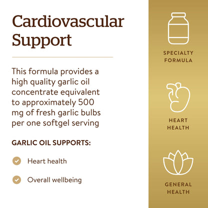Imported Solgar heart health supplement softgels bottle side label.