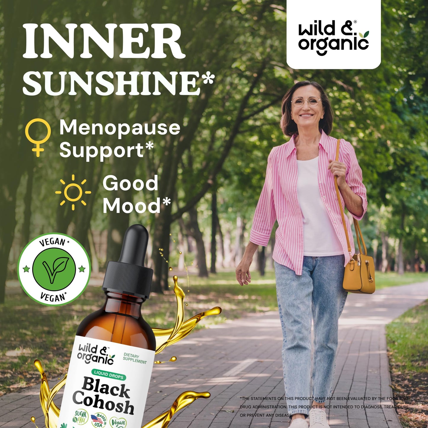Wild and Organic Black Cohosh menopause support supplement label details