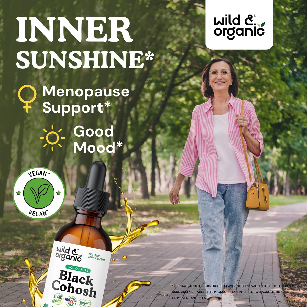 Wild and Organic Black Cohosh menopause support supplement label details