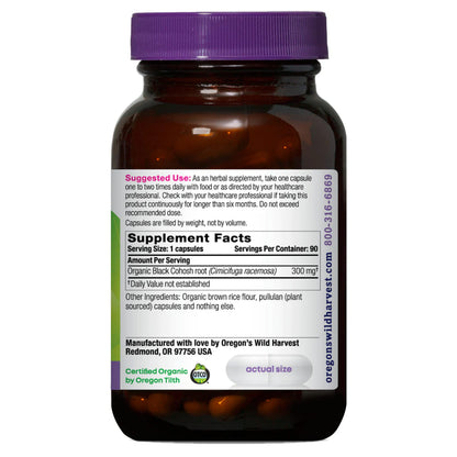 Organic Black Cohosh vegan capsules bottle label detail