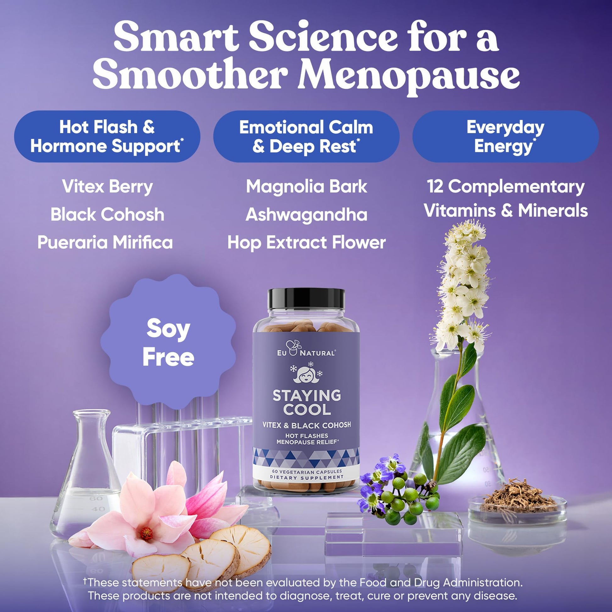 Side view of Eu Natural Staying Cool menopause relief bottle