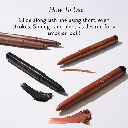 Product texture demonstration of Laura Geller creamy kohl eyeliner