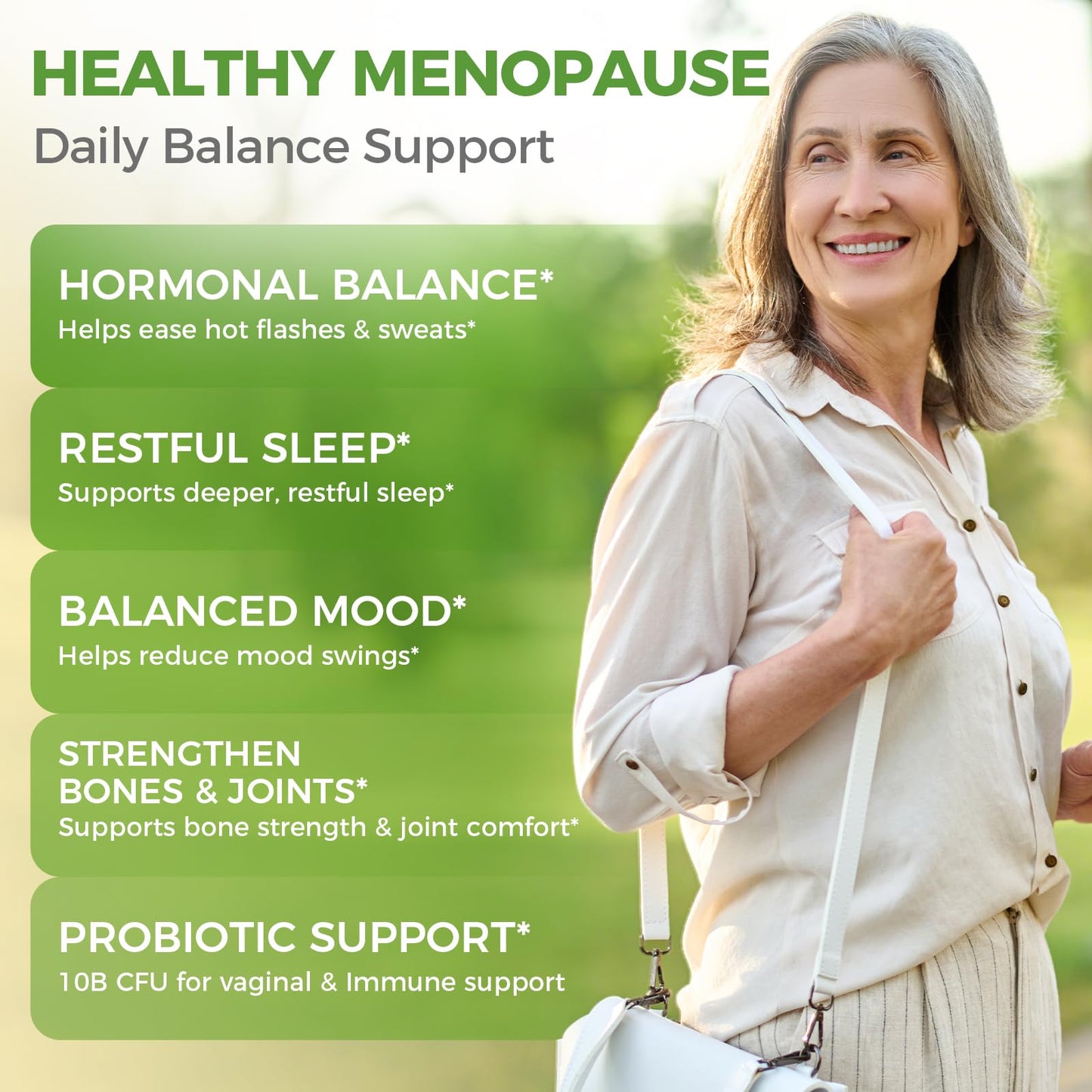 GreenPeople menopause relief capsules label highlighting Black Cohosh