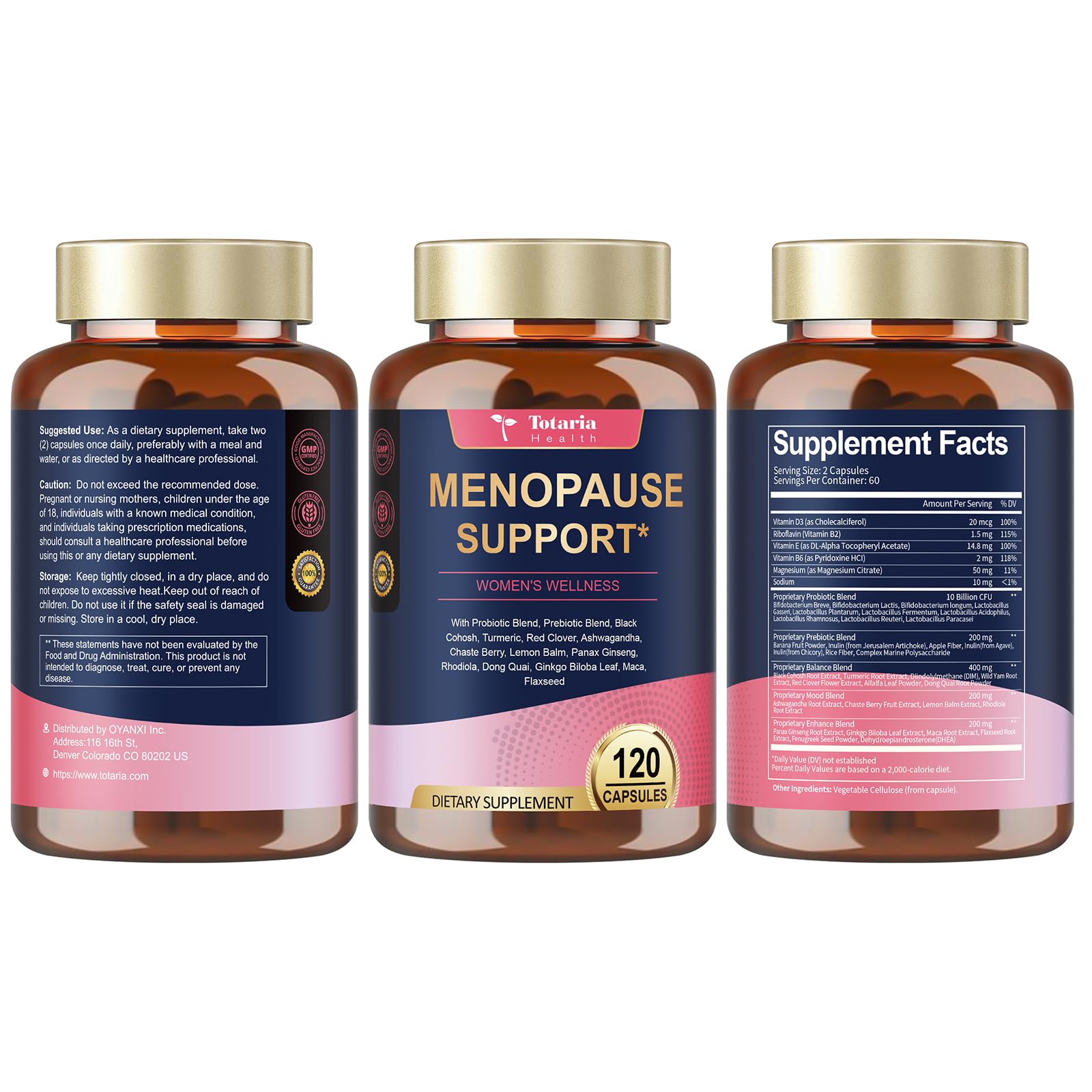 Totaria menopause supplement ingredient label detail