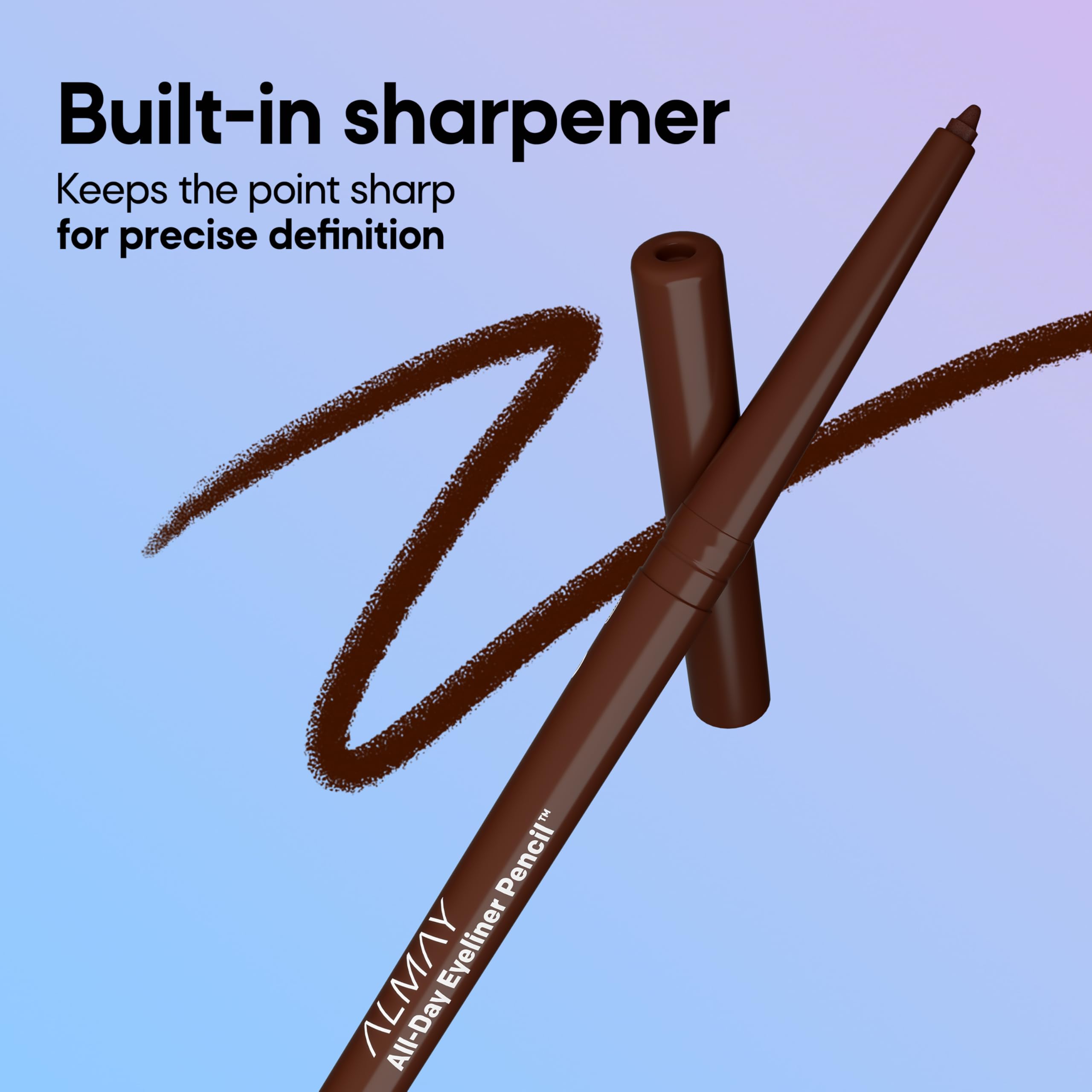 Close up of Almay eyeliner pencil tip and built-in sharpener