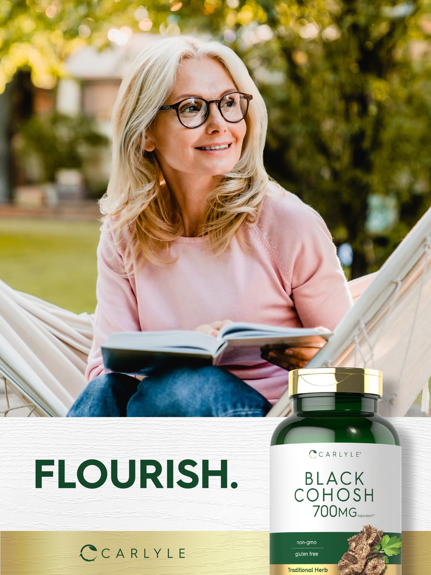 Carlyle Black Cohosh 300 capsules bottle with cap closed