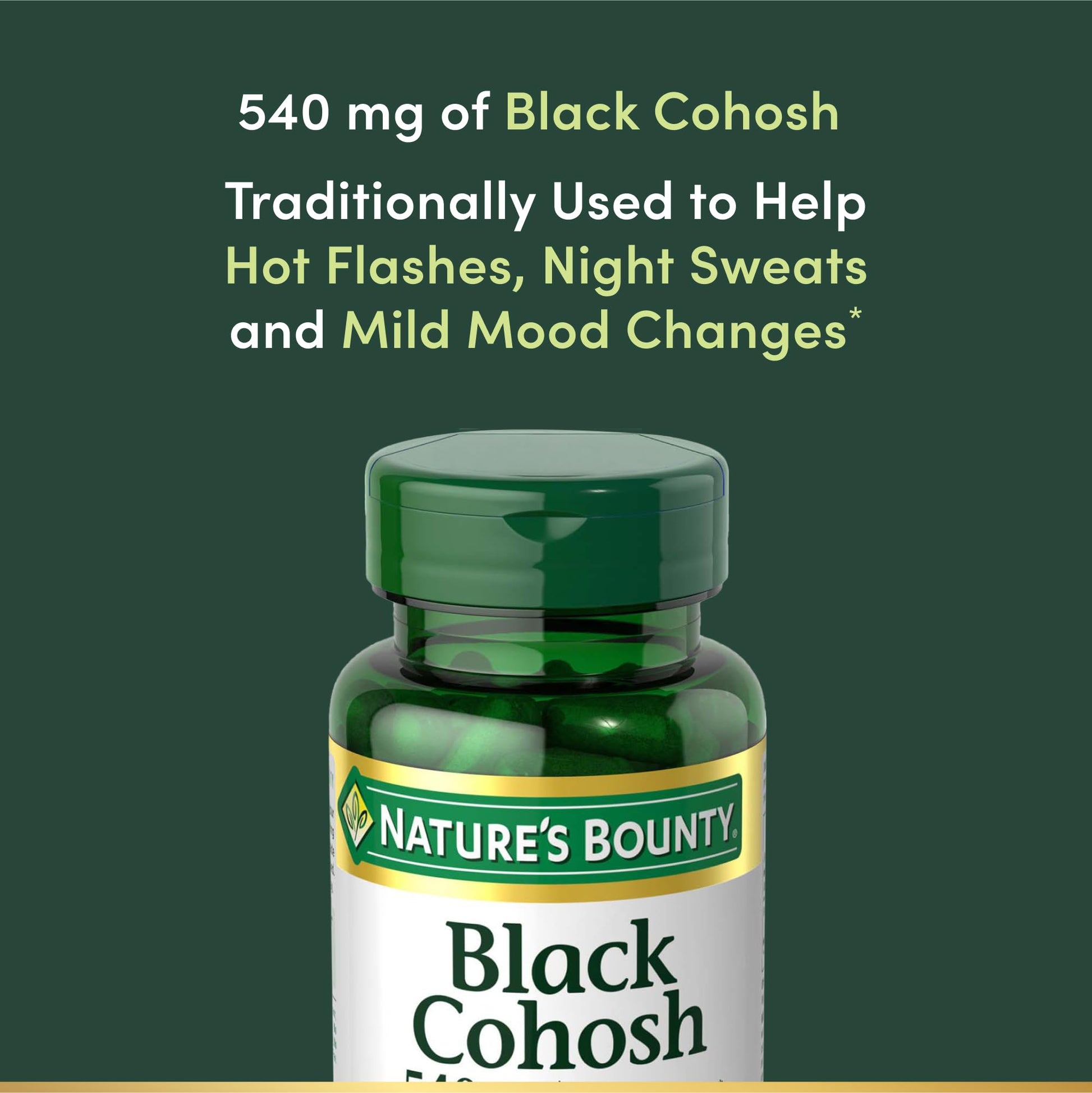 Bottle of Nature's Bounty Black Cohosh 100 Capsules
