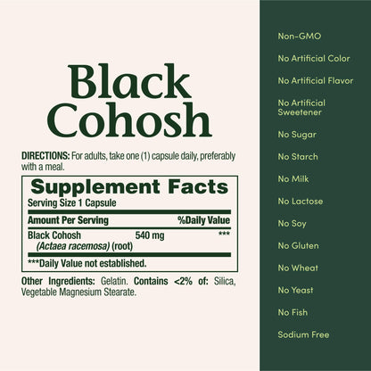 Side view of Nature's Bounty Black Cohosh health capsules