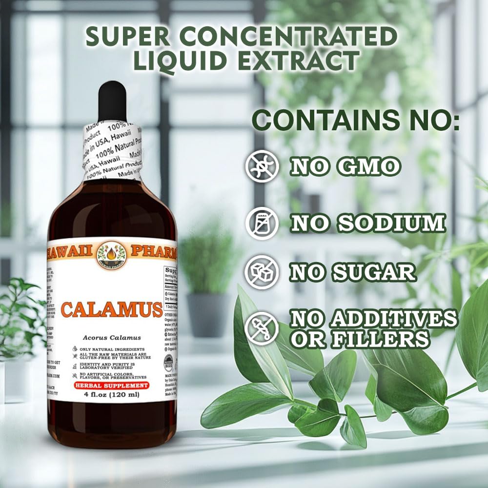 Natural vegan calamus liquid extract drops back label safety warnings