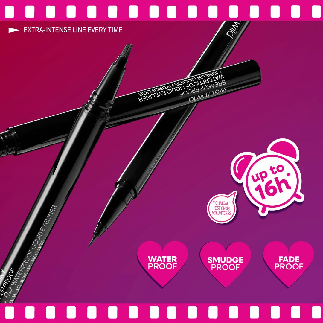 Close up of Wet n Wild Breakup Proof eyeliner ultra-fine brush tip
