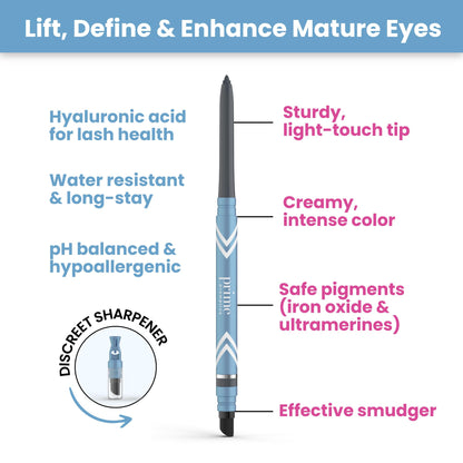 Application of Prime Prometics gel eyeliner on mature skin.