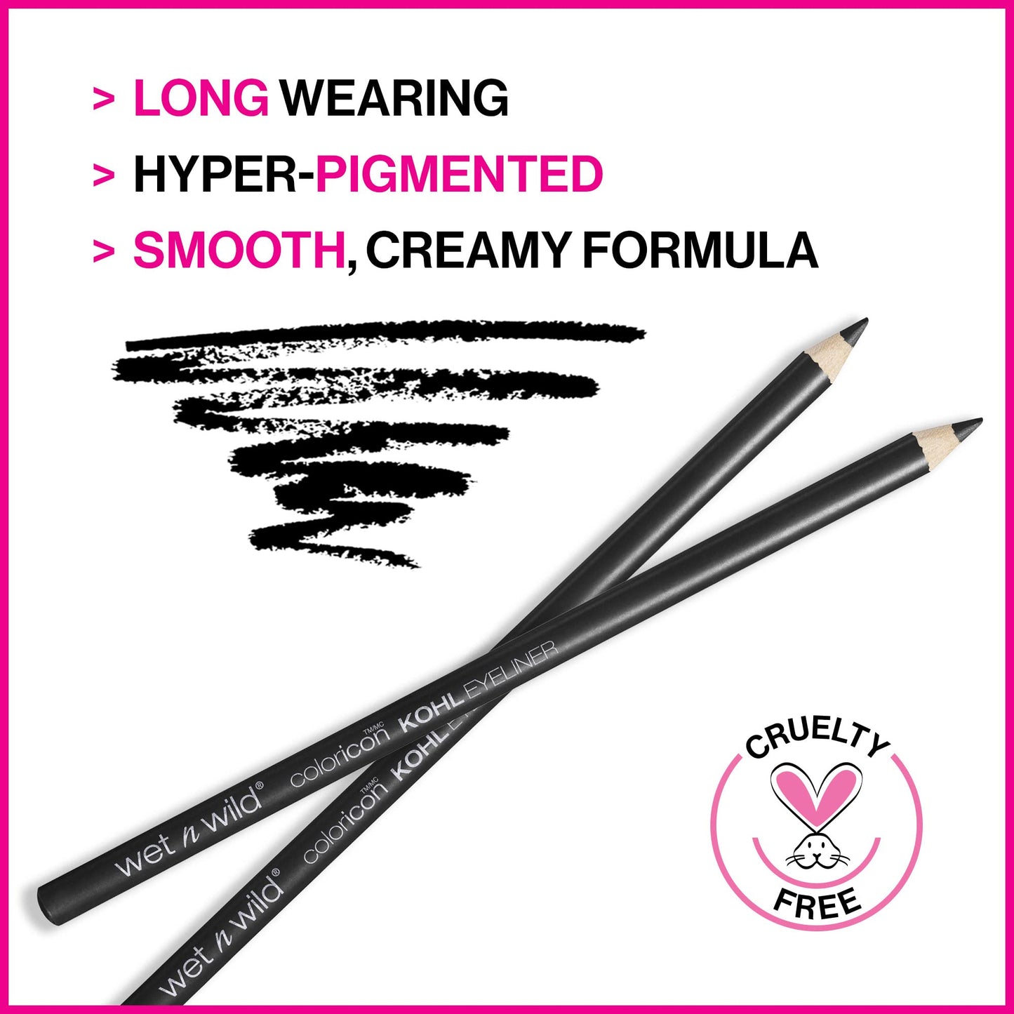 Swatch of Wet N Wild Baby's Got Black eyeliner on skin