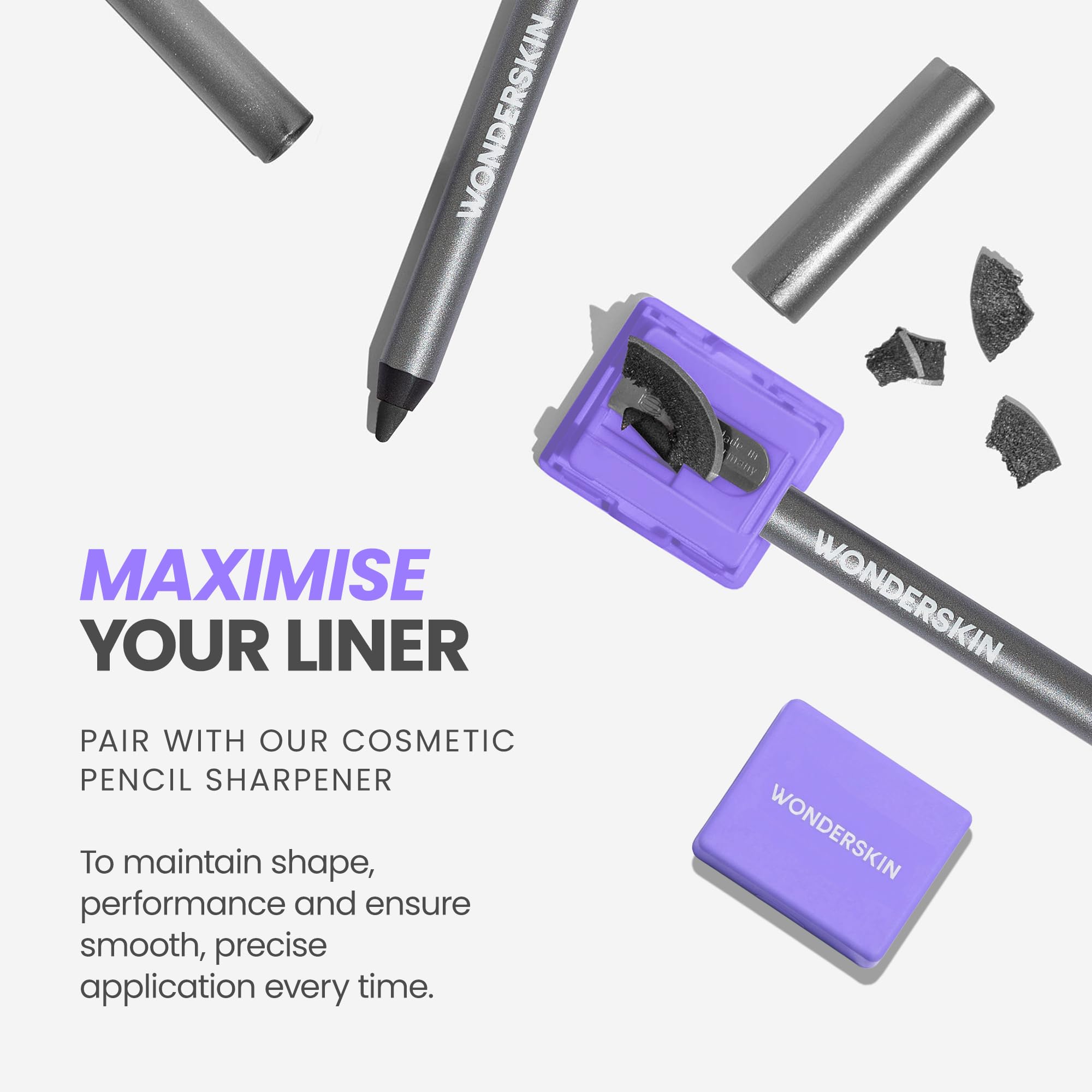 Side profile of Wonderskin 1440 waterproof eyeliner pencil