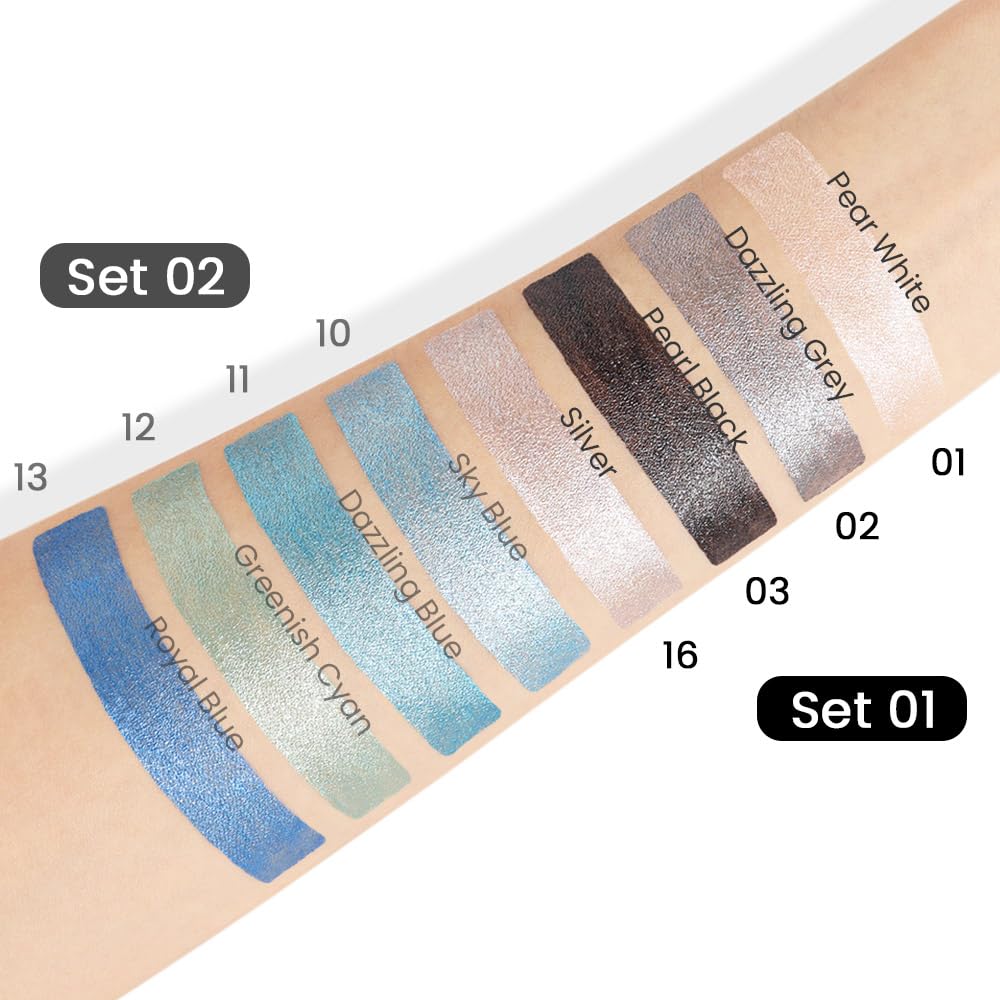 Kaely Pearl White and Dazzling Grey eye shadow sticks packaging