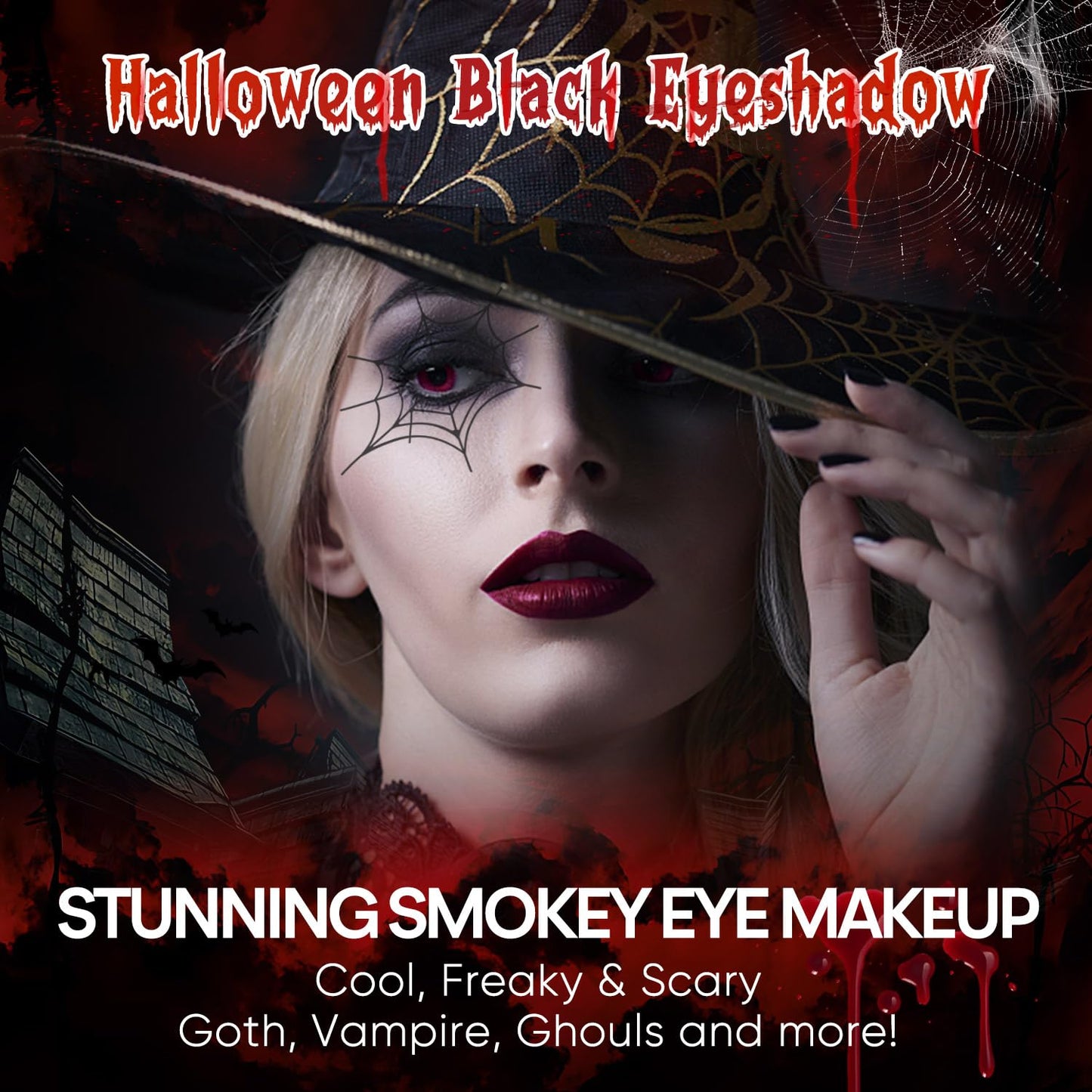 Open Maki Yika smokey eyeshadow palette showing black grey and white shades