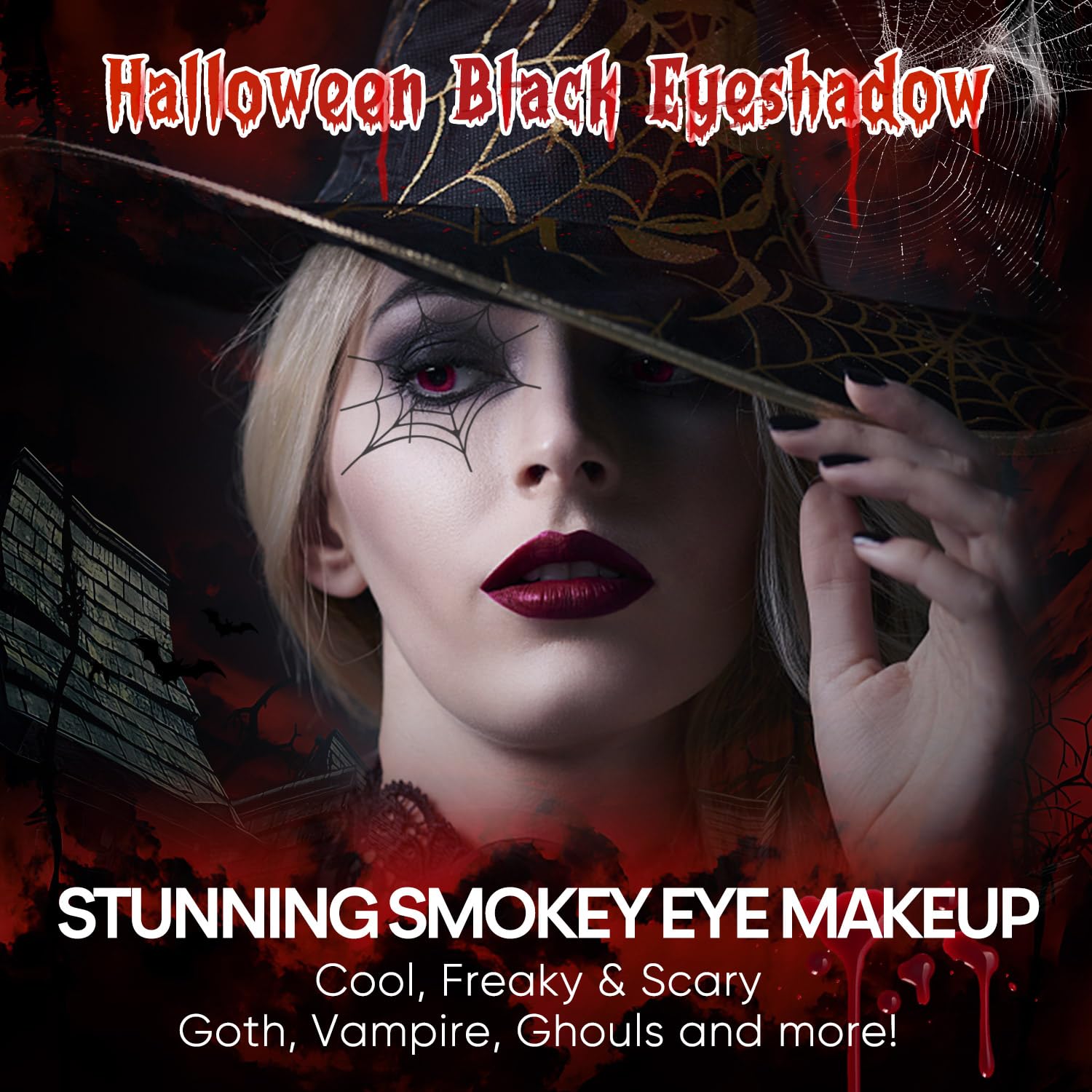 Open Maki Yika smokey eyeshadow palette showing black grey and white shades